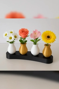 HEDİYELİK Zarif Mini Vazo Seti – 4’lü Dekoratif Vazo Takımı | Minimalist Masa ve Raf Süsü